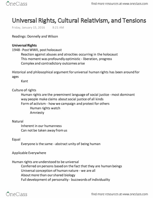 SOSA 3225 Lecture Notes - Lecture 2: Cultural Imperialism, Ethnocentrism, Cultural Relativism thumbnail