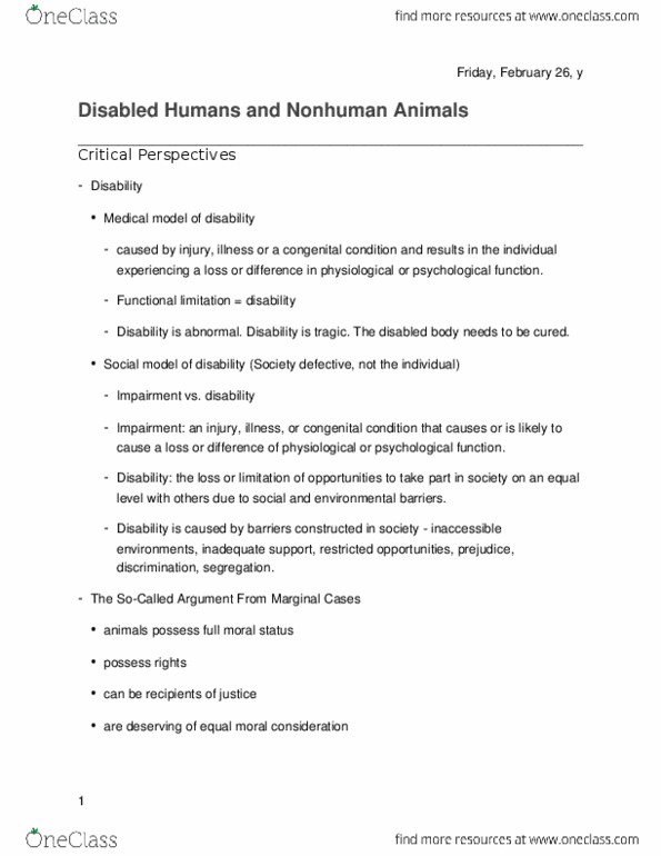 PHIL 296 Lecture Notes - Lecture 13: Disability Studies, Logical Truth, Neurotypical thumbnail