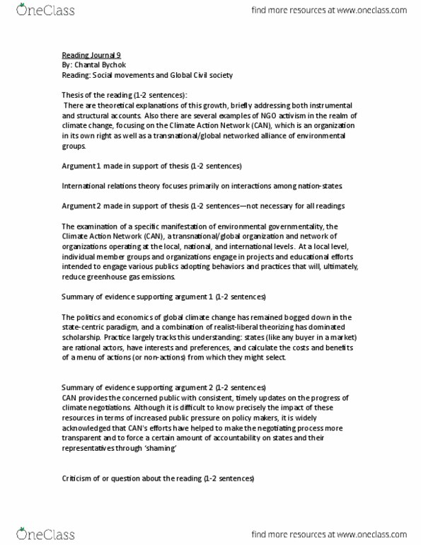 POLA01H3 Chapter Notes - Chapter 1: Nationstates, Climate Action Network, International Relations Theory thumbnail