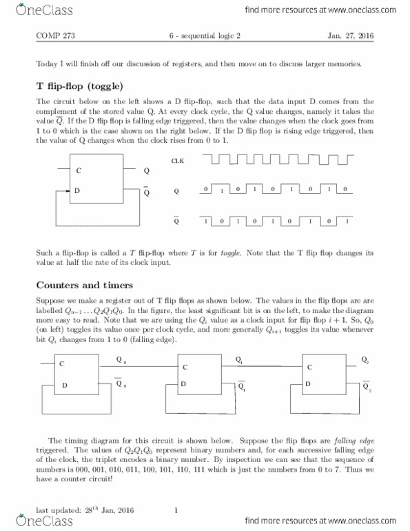 COMP 273 Lecture Notes - Lecture 6: Electric Toothbrush, Sequential Logic, Microwave Oven thumbnail