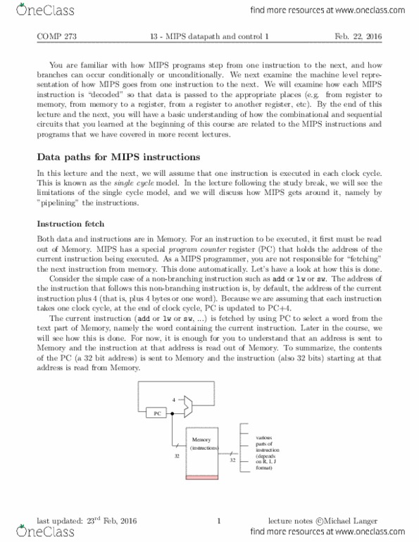 COMP 273 Lecture Notes - Lecture 13: Shift Register, Or Gate, The Selector thumbnail