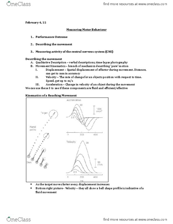 Kinesiology 1080A/B Lecture Notes - Lecture 12: Femoral Nerve, Central Nervous System, Ideomotor Apraxia thumbnail