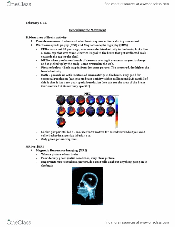 Kinesiology 1080A/B Lecture Notes - Lecture 13: Evoked Potential, Parietal Lobe, Electroencephalography thumbnail