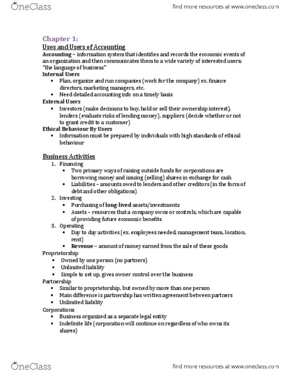 ACCT 2220 Lecture Notes - Lecture 1: Legal Personality, Retained Earnings, Financial Statement thumbnail