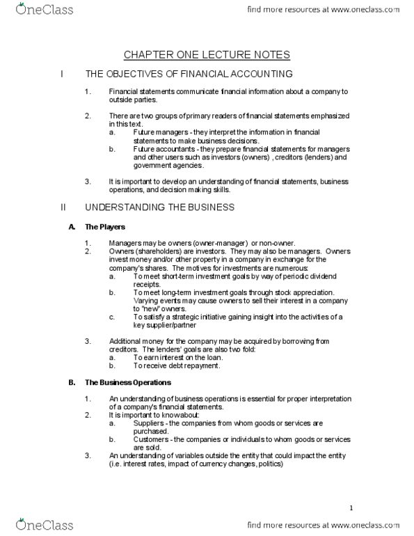 COMM 293 Lecture Notes - Lecture 1: Retained Earnings, Accounts Payable, Revenue Recognition thumbnail