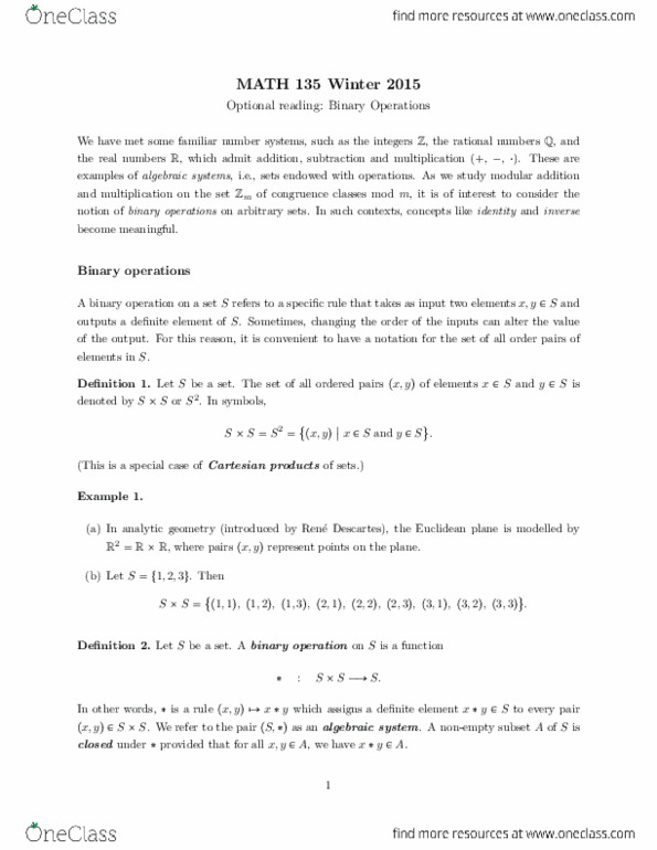 MATH135 Lecture 13: Binary operations thumbnail