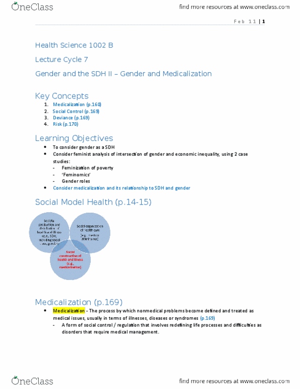 Health Sciences 1002A/B Lecture Notes - Lecture 7: Patient Advocacy, Tamoxifen, Sick Role thumbnail