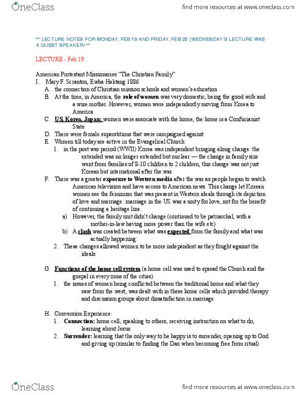 RELG 253 Lecture Notes - Lecture 20: Sun Myung Moon, Unification Church, Syncretism thumbnail