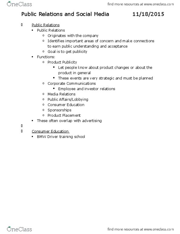 MKTG 317 Lecture Notes - Lecture 8: Five Ws, Channel (Communications), Mobile Marketing thumbnail