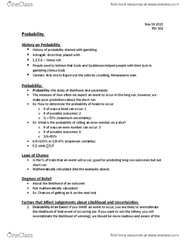 PSY 308 Lecture Notes - Lecture 8: Polymath, Psy, Fallacy thumbnail