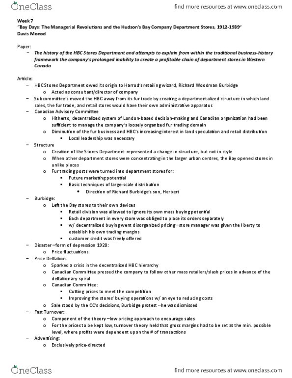 HIST113 Chapter Notes - Chapter 7: Fur Trade, Diminution, Deflation thumbnail