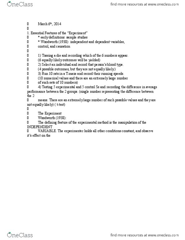 PSYC 2030 Lecture Notes - Lecture 6: Observer-Expectancy Effect, Krypto, Alcohol Tolerance thumbnail