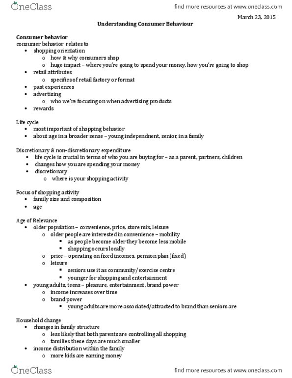 GGR252H5 Lecture Notes - Lecture 10: Consumer Behaviour, Distance Decay, Pension thumbnail