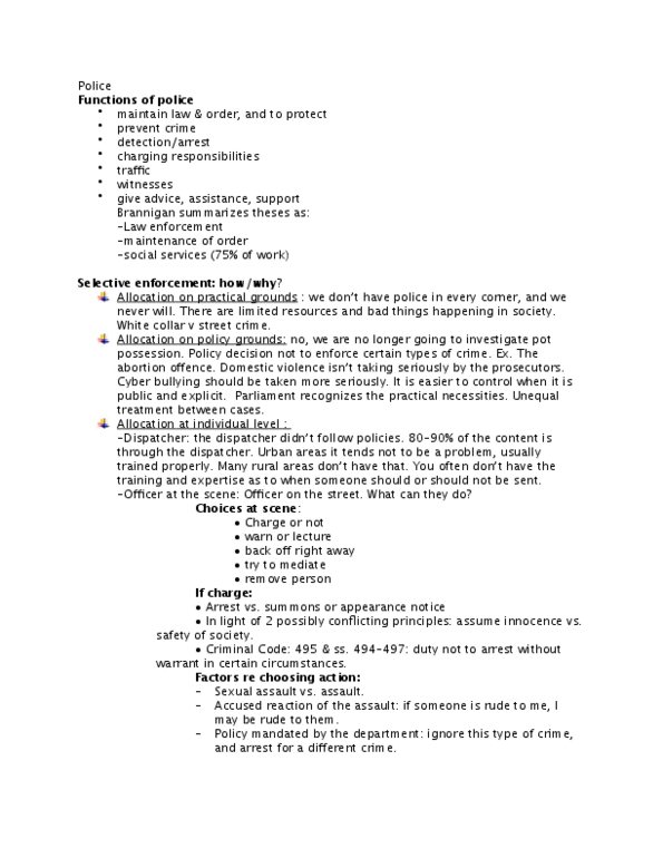 LAWS 2301 Lecture Notes - Lecture 9: Criminal Law, Community Policing, Selective Enforcement thumbnail