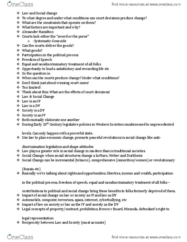 CLJ 200 Lecture Notes - Lecture 7: Civil Rights Act Of 1964, Voting Rights Act Of 1965, Miscegenation thumbnail