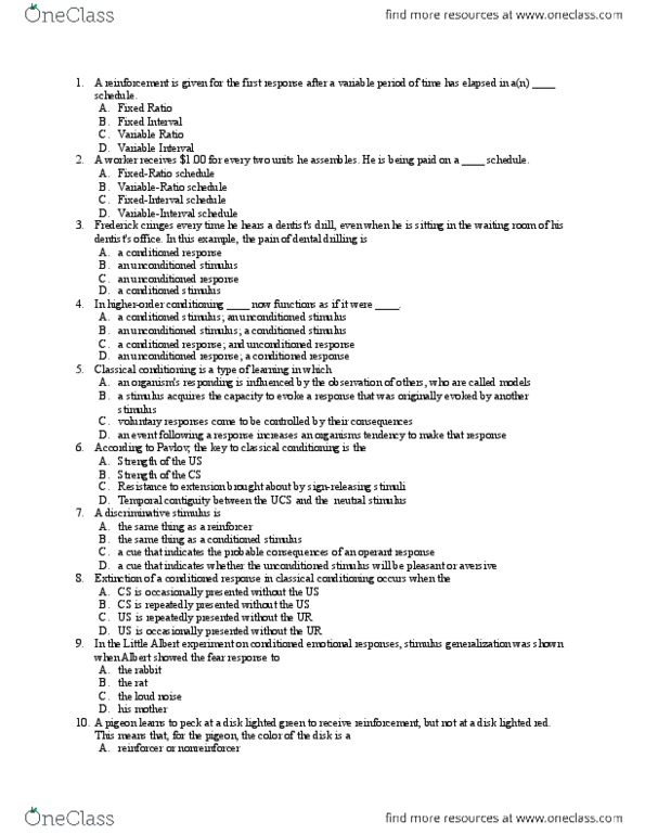 01:830:101 Lecture Notes - Lecture 1: Classical Conditioning, Little Albert Experiment, Reinforcement thumbnail