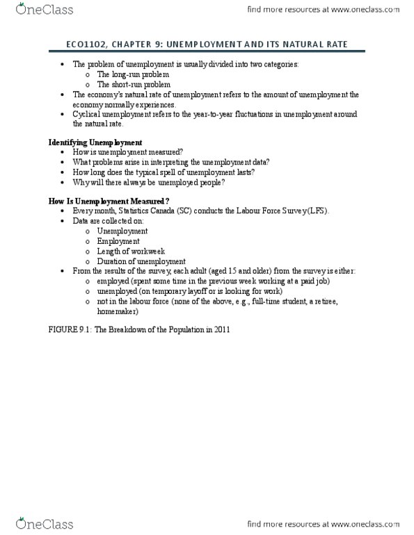 ECO 1102 Lecture Notes - Lecture 9: Labour Force Survey, Unemployment Benefits, Uric Acid thumbnail
