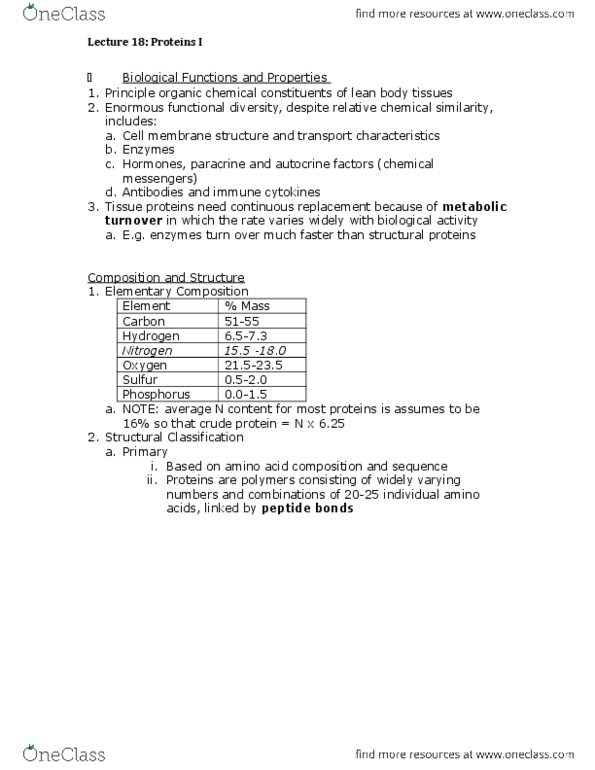 ANSC 2120 Lecture Notes - Lecture 18: Amphoterism, Elastin, Autocrine Signalling thumbnail