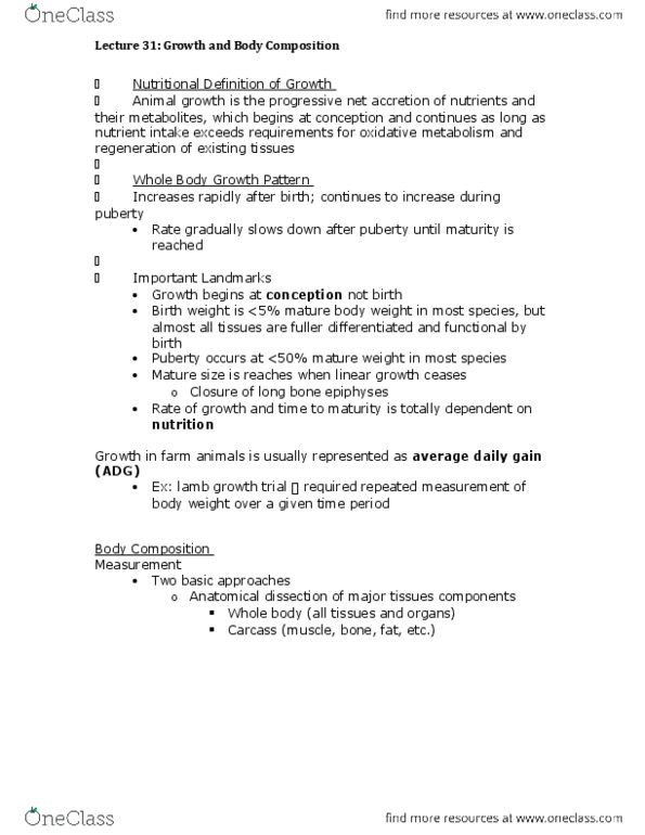 ANSC 2120 Lecture Notes - Lecture 31: Birth Weight, Allometry, Cellular Respiration thumbnail