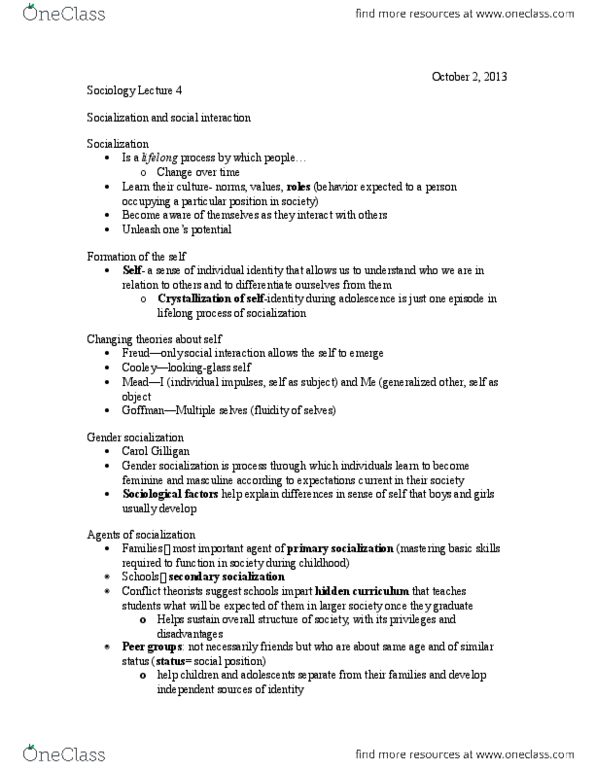 SOC101Y1 Lecture Notes - Lecture 5: Hidden Curriculum, Conflict Theories, Crystallization thumbnail