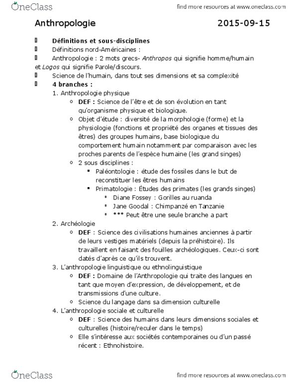 ANT 1501 Lecture Notes - Lecture 18: Lovers Like Us, Le Monde, Le Droit thumbnail