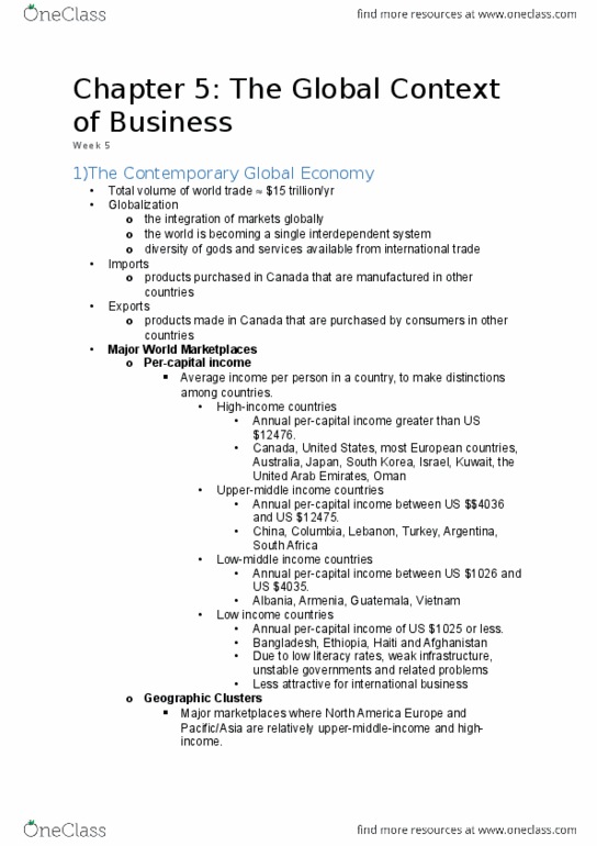 BUS 201 Lecture Notes - Lecture 5: Cash Flow, General Agreement On Tariffs And Trade, Foreign Direct Investment thumbnail