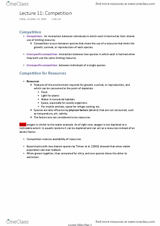 Biology 2483A Lecture Notes - Lecture 11: Intertidal Zone, Sessilia, Intraspecific Competition thumbnail