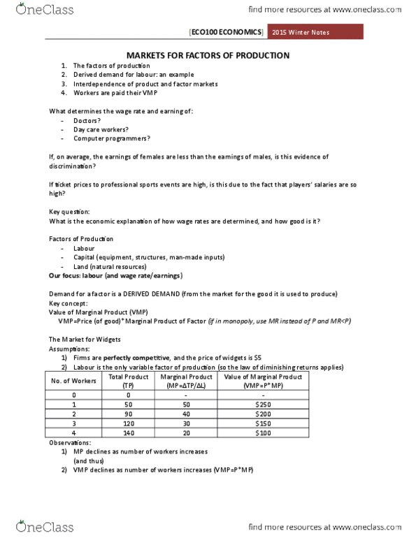 ECO101H1 Lecture Notes - Lecture 10: Labour Economics, Marginal Product, W. M. Keck Observatory thumbnail