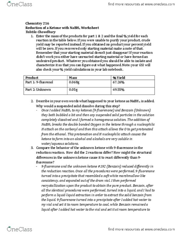 CHEM 216 Lecture Notes - Lecture 2: Fluorenone, Suspended Solids, Ketone thumbnail