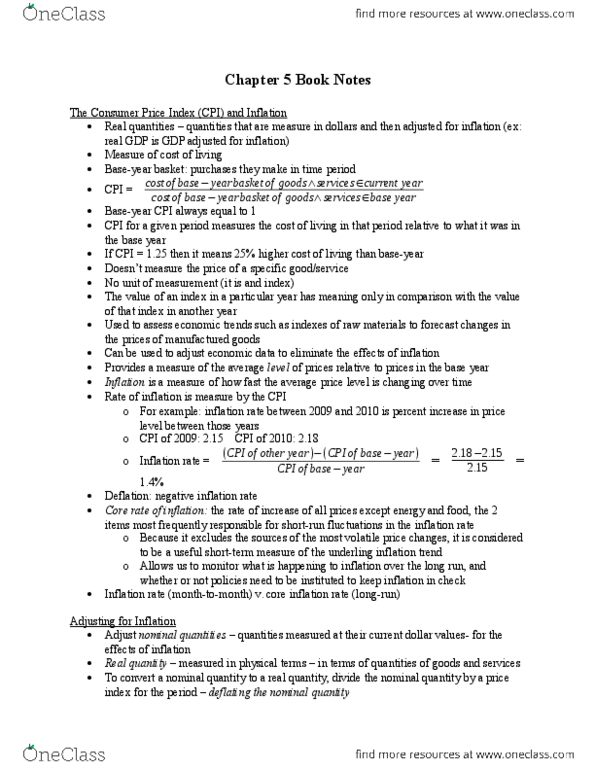 L11 Econ 1021 Chapter Notes - Chapter 5: Boskin Commission, Price Level, Core Inflation thumbnail
