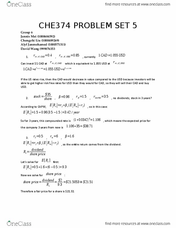 CHE249H1 Lecture Notes - Lecture 6: Arbitrage, No. 5 Group Raf, Capital Asset Pricing Model thumbnail