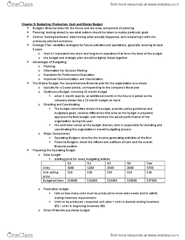 ACTG 2020 Chapter Notes - Chapter 9: Income Statement thumbnail