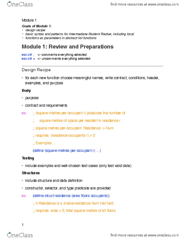 CS116 Chapter 1: Module 1 (Racket/Scheme) - Review and Preparations thumbnail