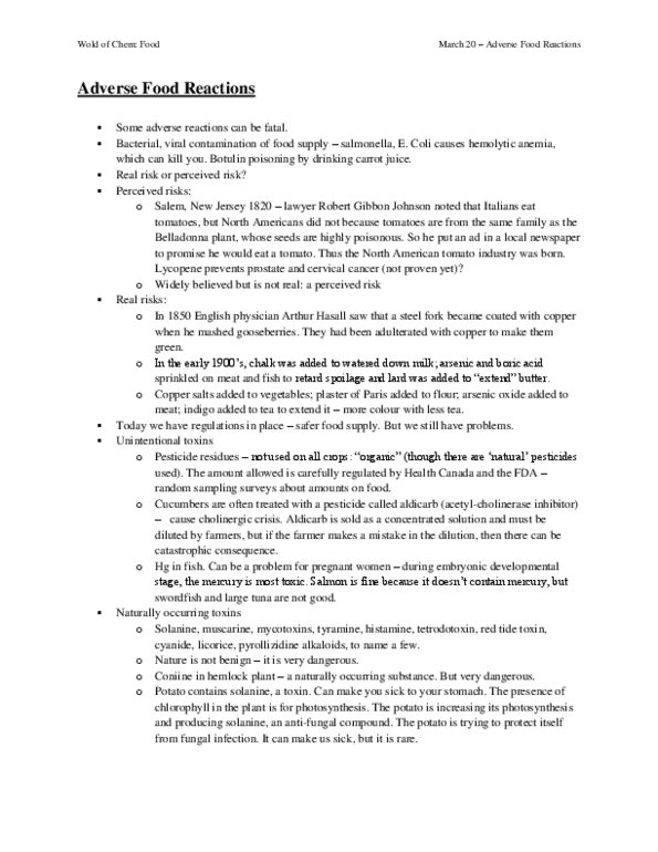 CHEM 181 Lecture Notes - Sodium Benzoate, Asthma, Tryptophan thumbnail