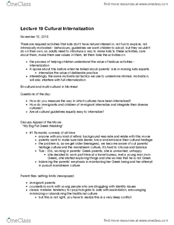PSYC 471 Lecture Notes - Lecture 19: Introjection, Destination Marketing Organization, Motivation thumbnail