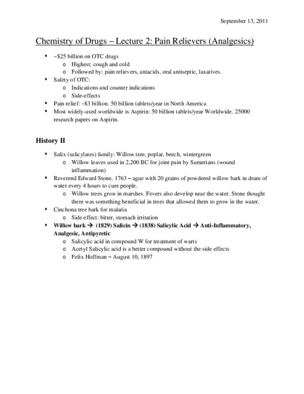 CHEM 183 Lecture Notes - Salicylic Acid, Salicin, Antipyretic thumbnail