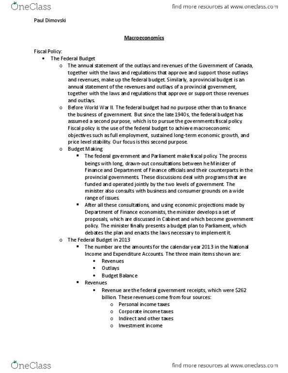 Economics 1022A/B Chapter Notes - Chapter 29: Government Budget Balance, Real Interest Rate, Real Wages thumbnail