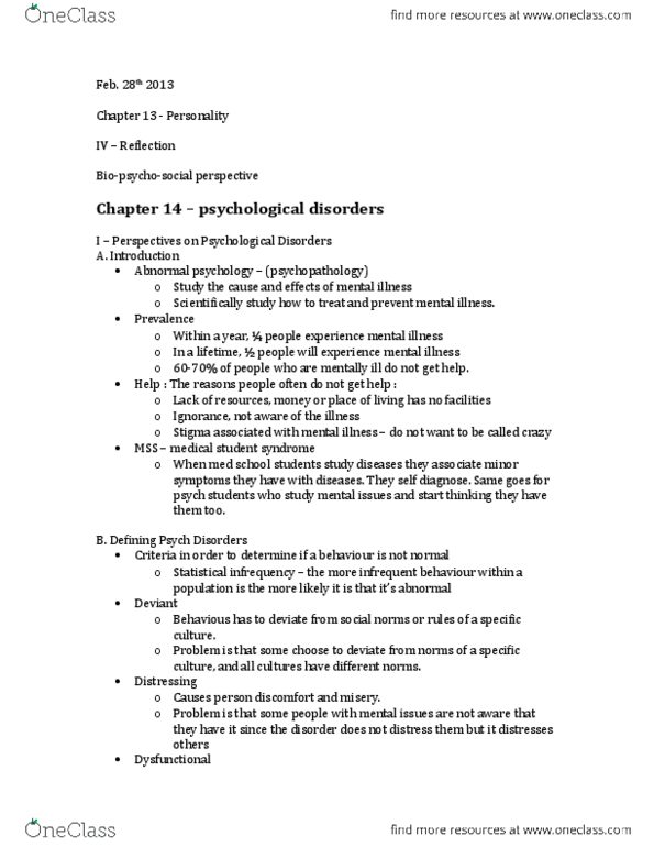 PSY 1102 Lecture Notes - Lecture 3: Taijin Kyofusho, Charlie Sheen, Bipolar Disorder thumbnail