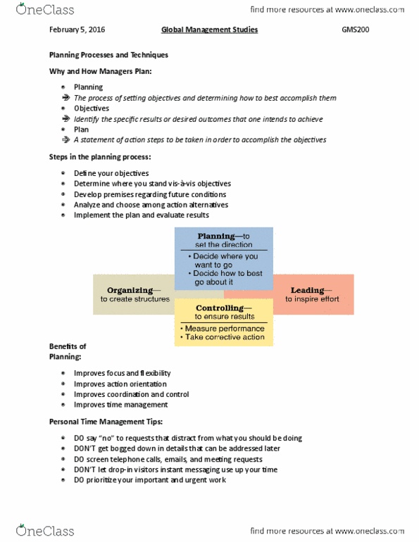 GMS 200 Lecture Notes - Lecture 5: Personal Development, Scenario Planning, Participatory Planning thumbnail