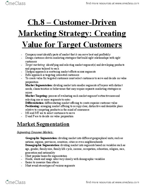 MGMA01H3 Lecture Notes - Lecture 8: Target Market, Psychographic, Unique Selling Proposition thumbnail