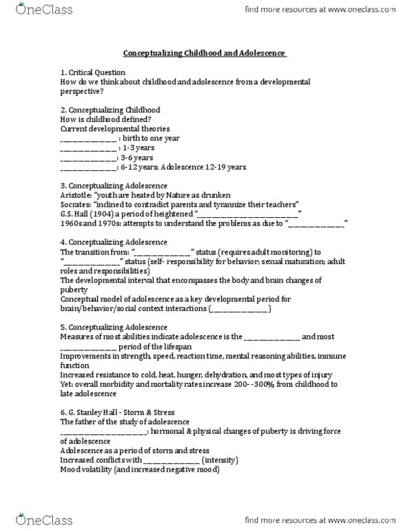 CHYS 1F90 Lecture Notes - Lecture 7: Leather Jacket, Imaginary Audience, Generation Gap thumbnail