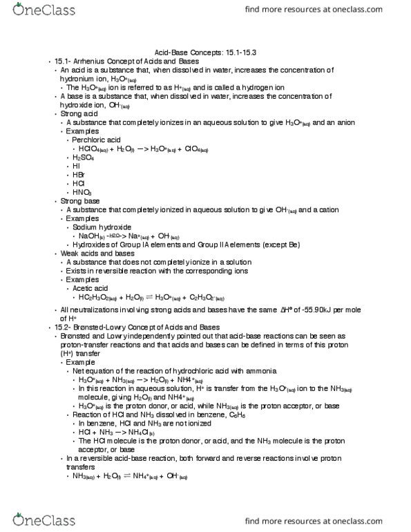 CHEM 130 Chapter Notes - Chapter 15b: Sodium Hydroxide, Trioxidane, Benzene thumbnail