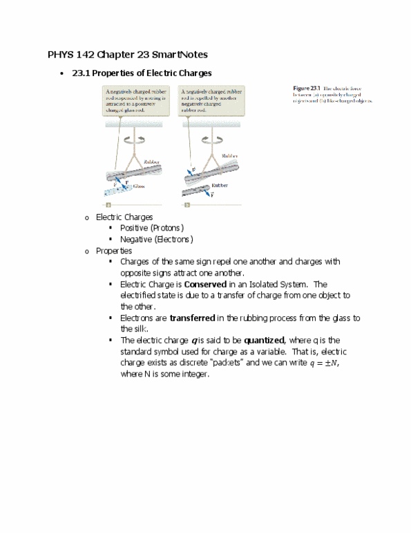 PHYS 142 Chapter Notes - Chapter 23: Test Particle, Electric Field, International System Of Units thumbnail