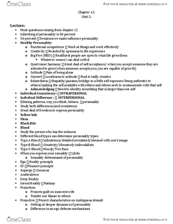 PS101 Chapter Notes - Chapter 12: Toilet Training, Reaction Formation, Student Center thumbnail