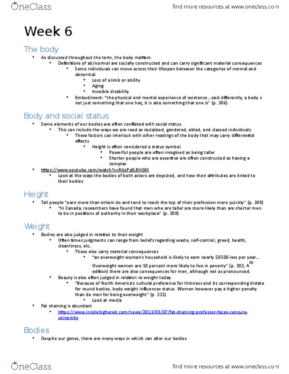 SOCA02H3 Lecture Notes - Lecture 6: Ableism, Invisible Disability, Tooth Whitening thumbnail