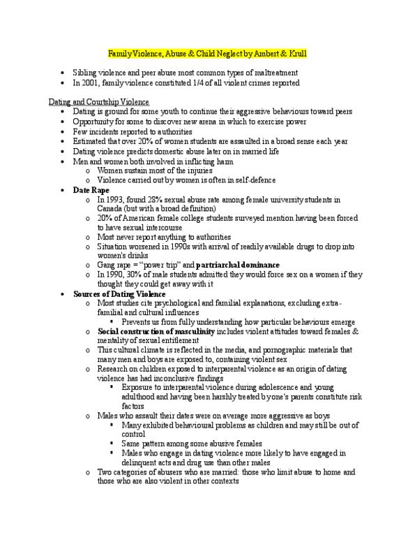 NUR1 221 Lecture Notes - Incest, School Violence, Conflict Tactics Scale thumbnail