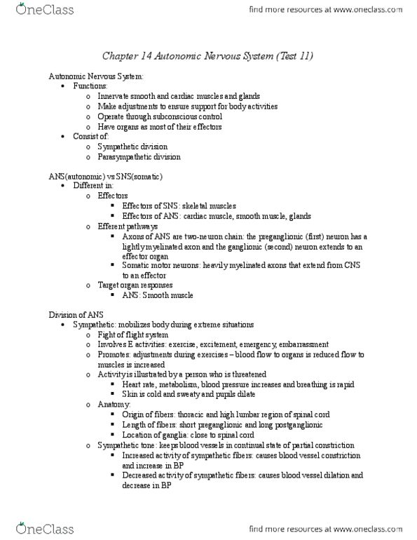 KAAP309 Lecture Notes - Lecture 10: Thoracic Splanchnic Nerves, Otic Ganglion, Paravertebral Ganglia thumbnail