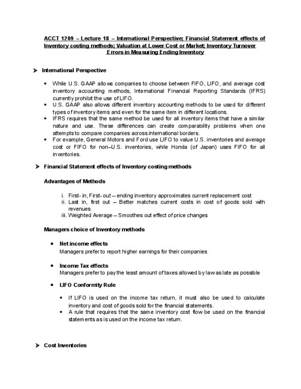 ACCT 1209 Lecture Notes - Lecture 18: International Financial Reporting Standards, Financial Statement, Income Statement thumbnail