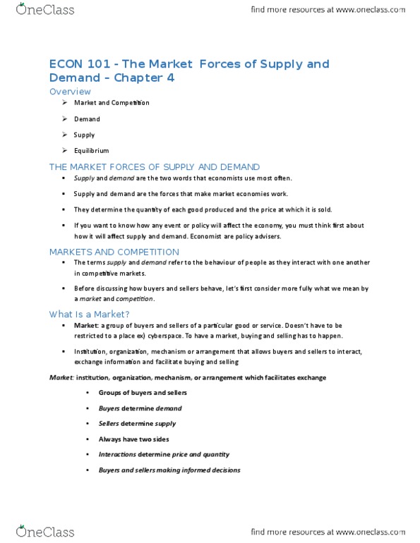 ECON-101 Lecture Notes - Lecture 4: Demand Curve, Canadian Medical Association, Monopolistic Competition thumbnail