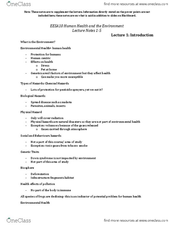 EESA10H3 Lecture Notes - Lecture 5: Volatile Organic Compound, Smog, Radon thumbnail